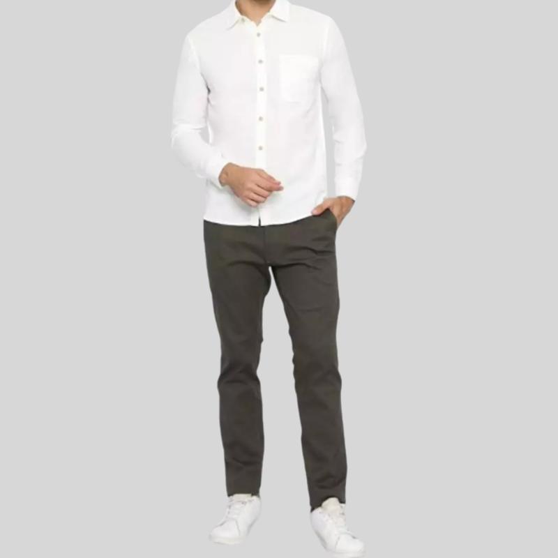 SEKAWANES | Kemeja Pria Lengan Panjang Terbaru Basic Casual Nyaman Katun Lembut Hitam Formal Kerja Garis Tangan Slim Fit Putih 2