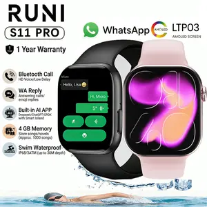 RUNI WATCH S11 Pro AI Smartwatch | 2.08” AMOLED Screen |400 mAh Battery BLUETOOTH IP68 | ChatGPT | All Workout Management system