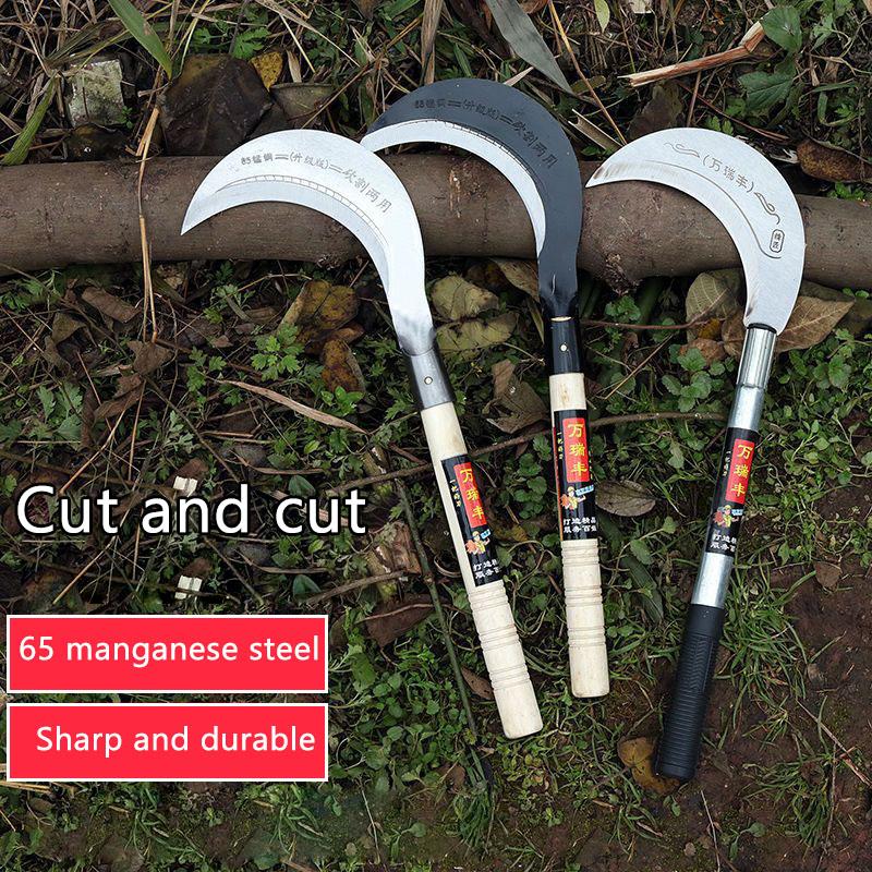 Long handle sickle outdoor firewood chopping knife manganese - TikTok ...