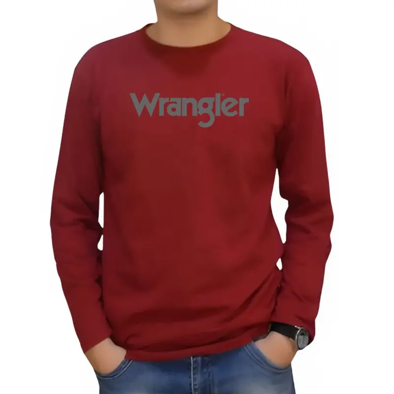 Baju Distro Wrangler Lengan panjang Bahan Katun Combed 24S Kaos Pria Nyaman Lembut Keren Oblong Santai 6