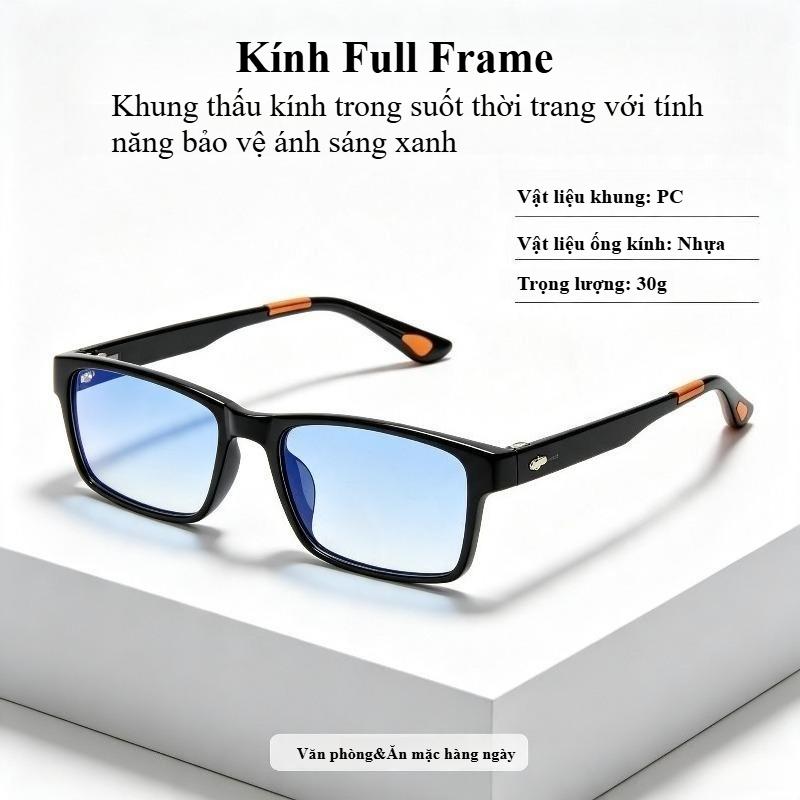 Kính viền đầy dành cho nam, chặn ánh sáng xanh biển, khung nhựa polycarbonate nhẹ và linh hoạt, tròng kính resin, giảm mỏi mắt, phù hợp để sử dụng trên máy tính, chơi game, làm việc văn phòng và đeo hàng ngày