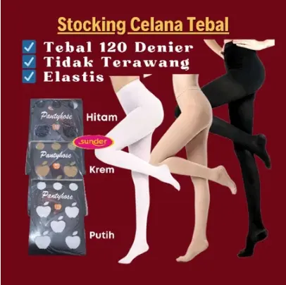 Celana Stoking Tebal Hitam Putih Krem Stocking Kerja Pantystocking Wanita Elastis