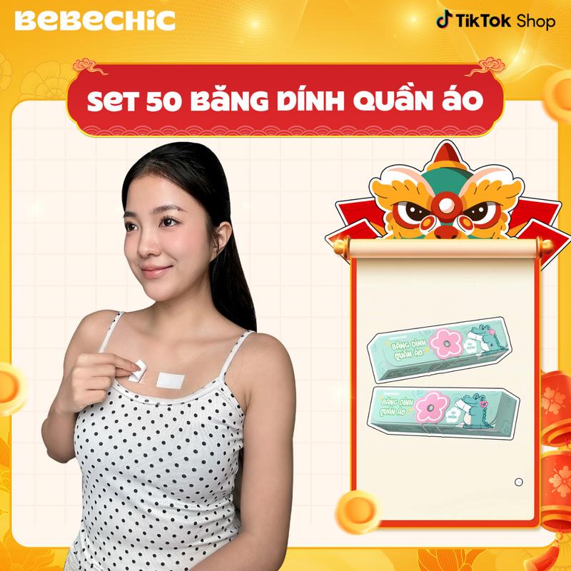  Miếng Dán Cố Định Quần Áo BEBECHIC Băng Dính Thời Trang 2 Mặt Trong Suốt Chống Hở  Hộp 50 miếng  