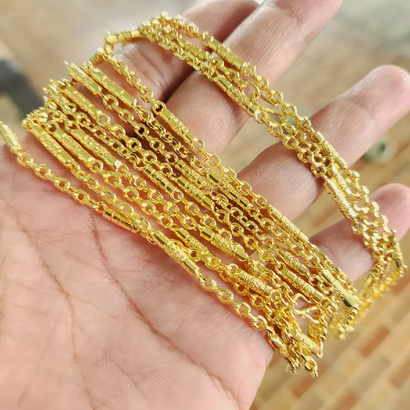 Kalung Bambu Pasir Rantai Nori Lapis Emas Kuning 2