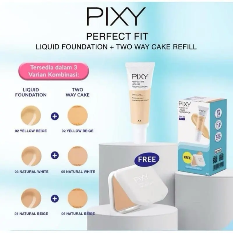 PIXY BUNDLING BELI 1 DAPAT 2 PRODUK LIQUID FOUNDATION & REFILL BEDAK