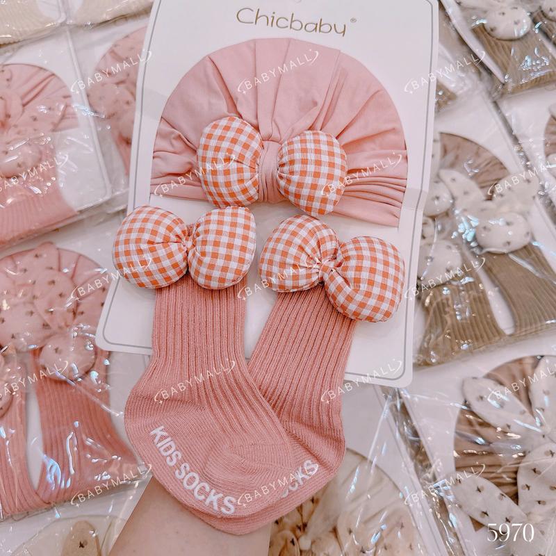  Set phụ kiện Tuban + tất Chicbaby 0-6M cho bé gái 