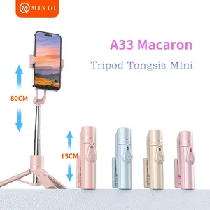 MIXIO A33 MACARON 80CM Tripod Tongsis Bluetooth Mini Selfie Stick