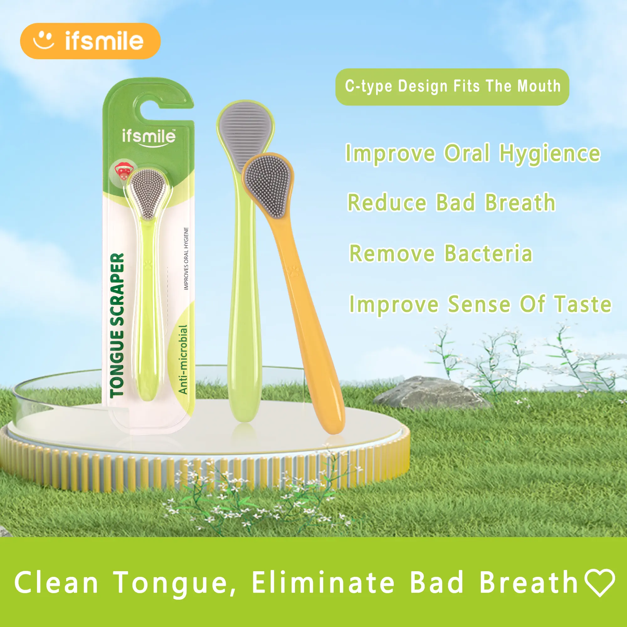 Ifsmile DUO Tongue Cleaner - Personal Care Appliance for Improved Oral Hygiene and Taste