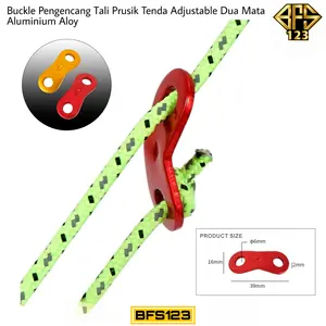 Buckle Pengencang Tali Prusik Tenda Adjustable Dua Mata Aluminium Aloy Camping Outdoor