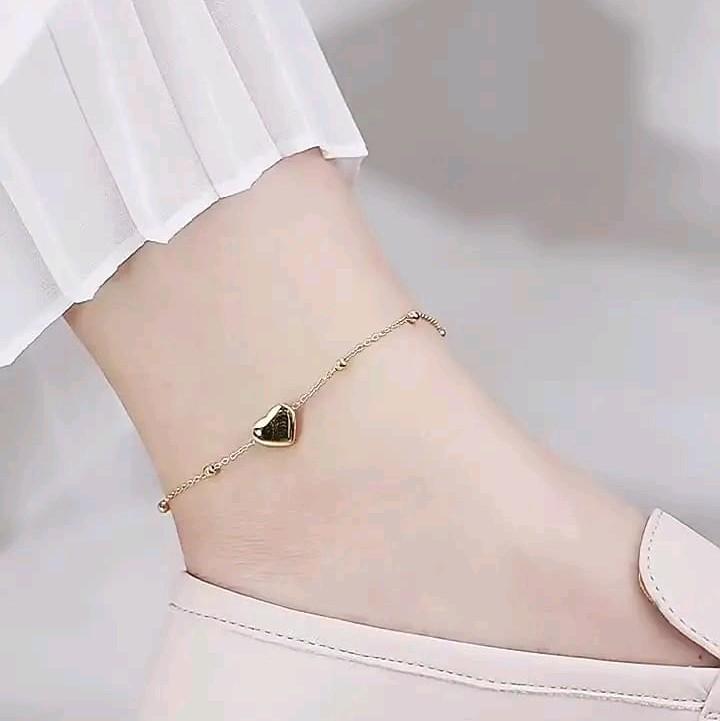 Gelang kaki hati Gk-1118 titanium anti karat warna gold 2