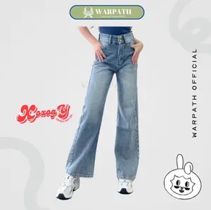 WARPATH - Highwaist Straight Kulot Jeans Wanita Nyaman Panjang Double Button Non Stretch Celana Cewek XOXOGY 8548