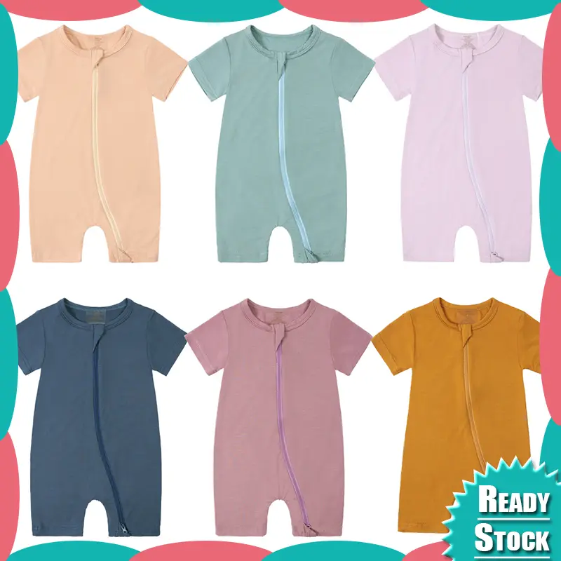 Baby Rompers Zip Bamboo Fiber Jumpsuit Newborn Boy Girl Pyjamas Sleepwear Infant Toddler Clothing