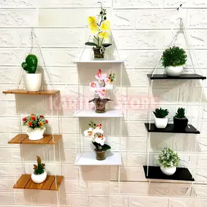 Rak Dinding Tali Gantung Susun Serbaguna Model Minimalis Dekorasi Rumah Modern