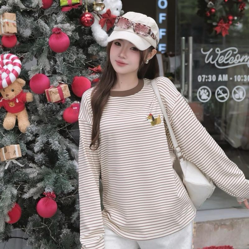  MTA ÁO THUN TAY DÀI SỌC NGANG THUN BORIP QC LONG SLEEVE FORM DÀI RỘNG CỔ TRÒN IN HÌNH “Dog” UNISEX NAM NỮ DỄ PHỐI ĐỒ 