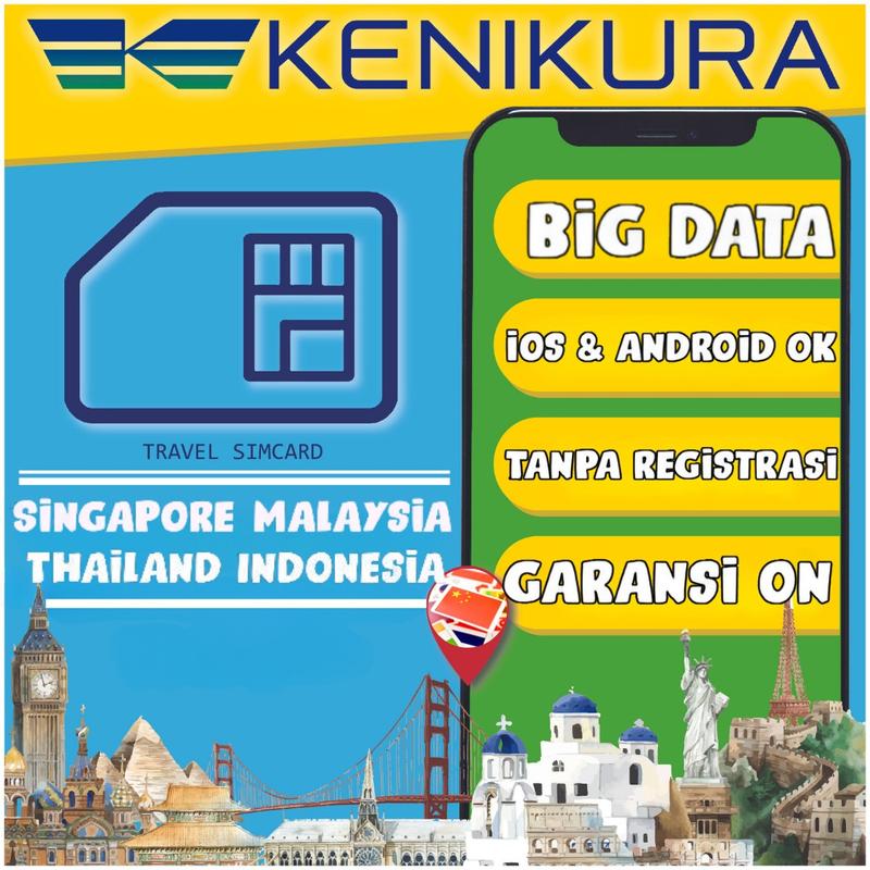 Simcard Singapore Malaysia Indonesia Thailand sim card paket data internet Singapura Kenikura 0