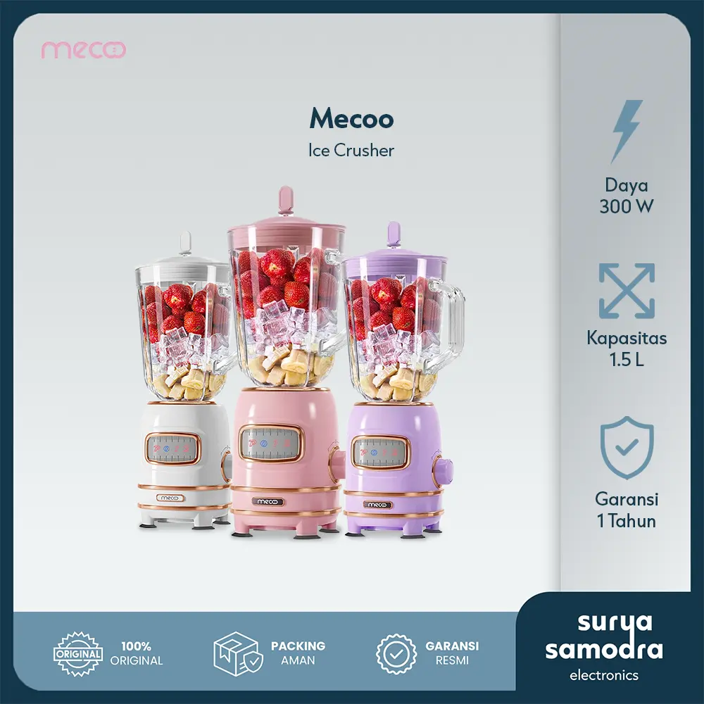 Mecoo Most Aesthetic 4 in 1 Ice Crusher Blender Juicer 300 Low Watt BPA Free Antibacterial Odorless / Blender Daging / Baby Food Processor