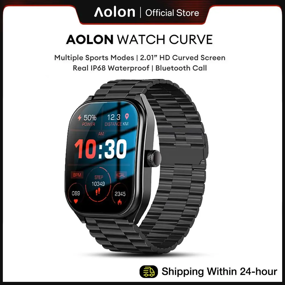 Aolon Curve  Bluetooth Jam Tangan IP68 Tahan Air Layar IPS Melengkung Kecepatan Lari DIY Wallpaper Pemantauan Kesehatan Jam Tangan Pintar Olahraga Luar Ruangan Smartwatch ios & android