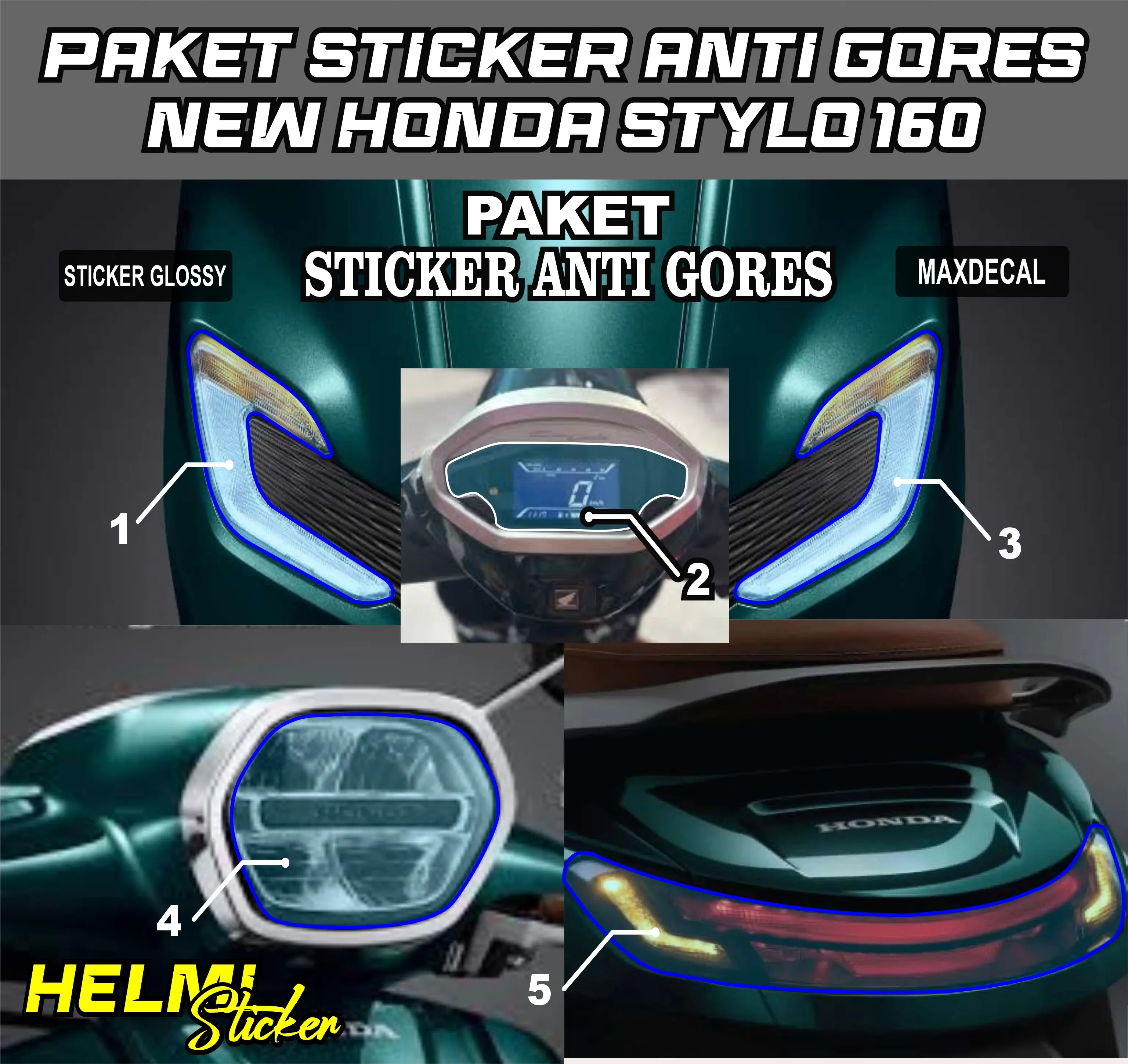 PAKET STICKER TRASPARAN MIKA HONDA STYLO 160 PELINDUNG MIKA ANTI GORES  SEN LAMPU STOP LAMPU DEPAN SPIDOMEETER ANTI GORES VARIASI STIKER Motorcycle