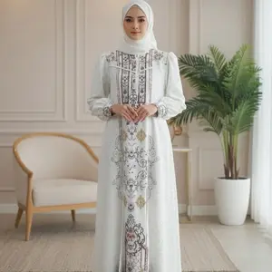 Maudy Dress Gamis Lebaran mix Tileu bahan sabrina busui mewah