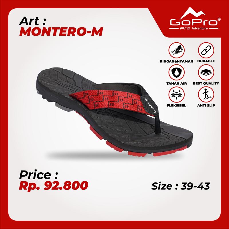 Go Pro Adventure Montero M Sandal Jepit Dewasa Sendal Japit Pria Sol Anti Selip Ringan Anti Licin Jepit Murah Karet Hitam Sandal  jepit Size 39-43 2