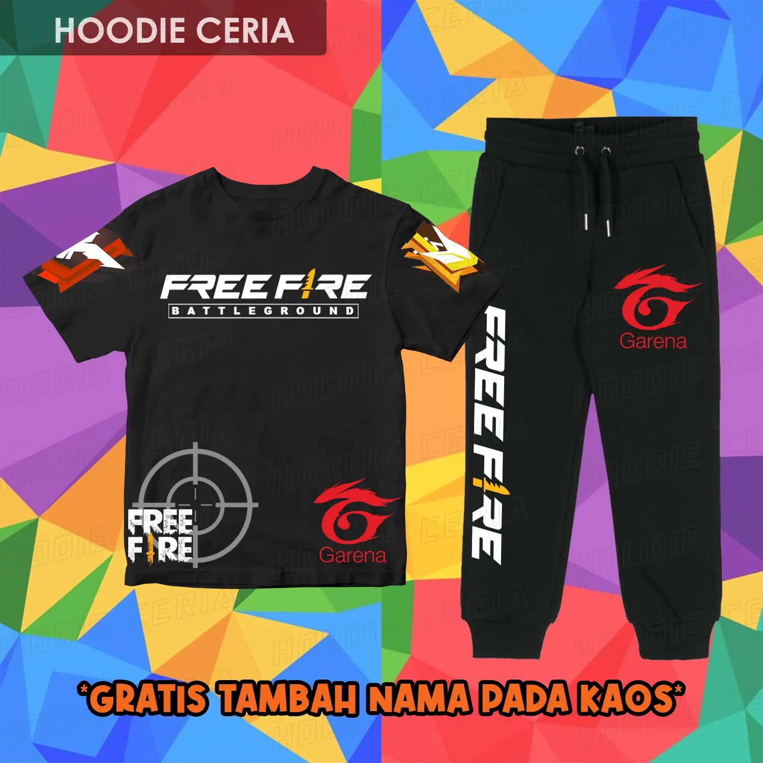 [GRATIS TAMBAH NAMA] Setelan Baju Anak Freefire - Set Kaos Dan Celana FF Free Fire Anak - Pakaian Anak Game Freefire