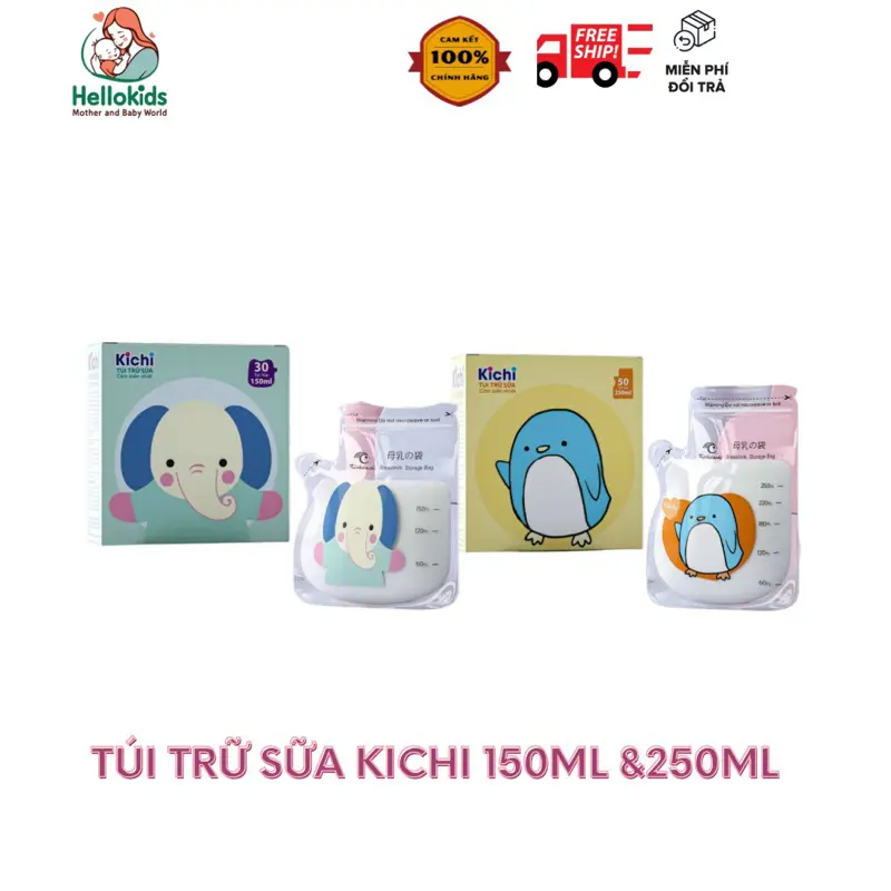 Túi Trữ Sữa Kichi Lachi Có Vòi 150ml và 250ml Khoá Zíp Chắc Chắn