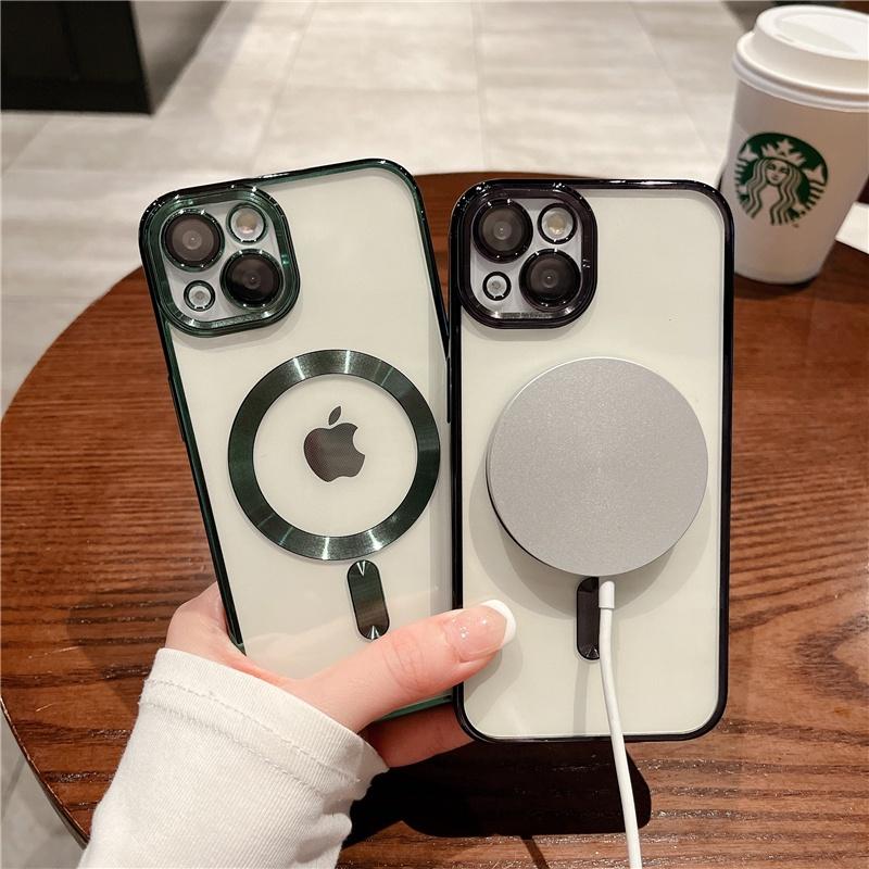 Softcase Original Resmi Magsafe Magnetic Wireless Charging Plating Case Untuk IPhone 15 14 13 12 11 Pro Max 6
