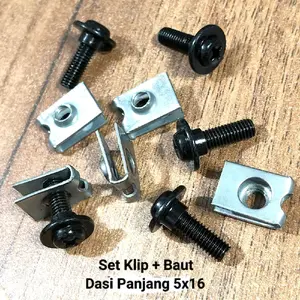 (10pcs) Set Klip m5 + Baut Dasi/ leher Honda 5x16