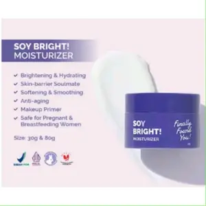 Soy Bright! Moisturizer - Brightening & Hydrating, Skin-barrier Soulmate, Softening & Smoothing, Anti-aging, Makeup Primer, Safe for Pregnant & Breastfeeding Women, 30g & 80g
