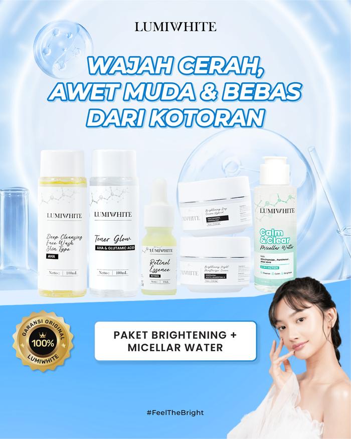 Gambar LUMIWHITE - Paket Brightening Lengkap + Micellar Water Clear & Clear 100ml dari LUMIWHITE Kota Administrasi Jakarta Pusat Tokopedia