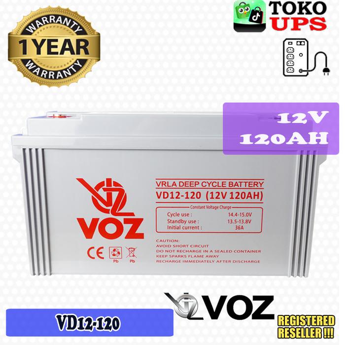 Gambar VOZ VD12-120 12V 120AH VRLA Deep Cycle Battery | Baterai 12V 120AH - Unit dari TokoUPS Kota Administrasi Jakarta Pusat Tokopedia