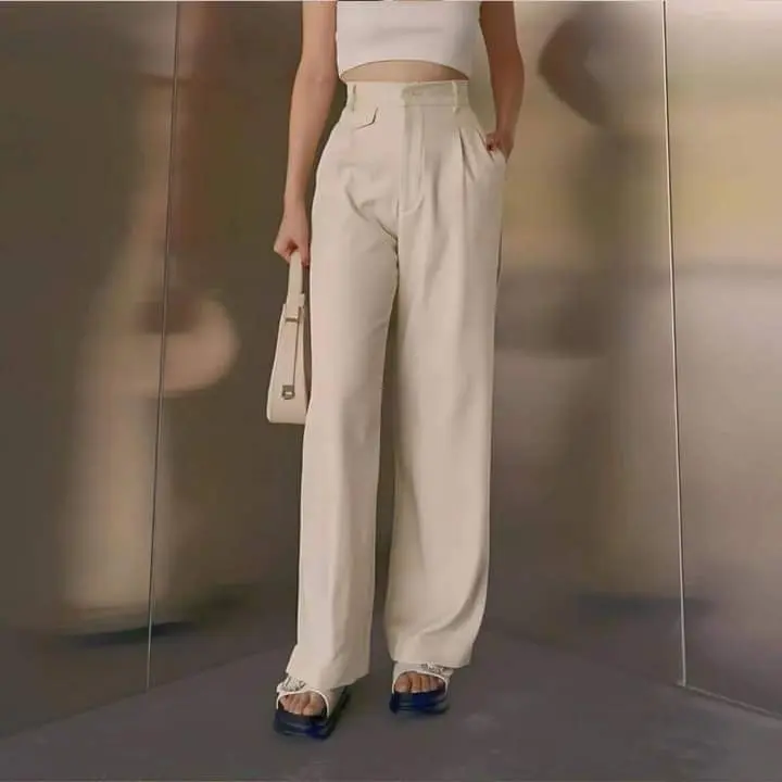 Oro Pants (highwaistedpants) Loosepants Trousers Wanita - Celana Panjang Kerja Premium Kulot Anti Kusut Modern Kekinian Nyaman Lembut Katun Polyester
