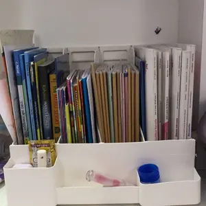 [Ready] Aimilo Rak Buku Desktop Organizer Plastik Tebal 325×304×263mm 4 Kompartemen dengan Kotak Pena