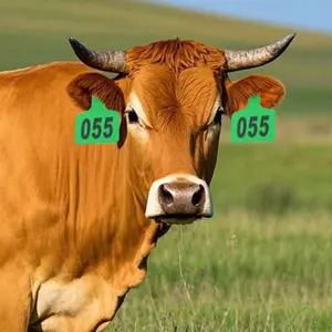 Cow Ear Tags Livestock Marking Labels 001-100 Numbered Ear Tags With Applicator For Wildlife Tracking Beef Cattle Breeding - Green 200007763:201336100