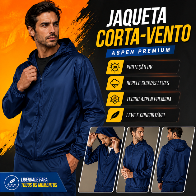 Jaqueta Corta Vento Masculina Semi Forrada Resistente Água Academia Crossfit