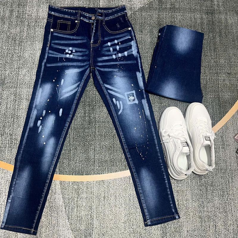  Quần jean nam ĐÊ QUY xanh boy phố cào xước chất liệu jean bò co giãn form skinny ống ôm mẫu mới cao cấp 