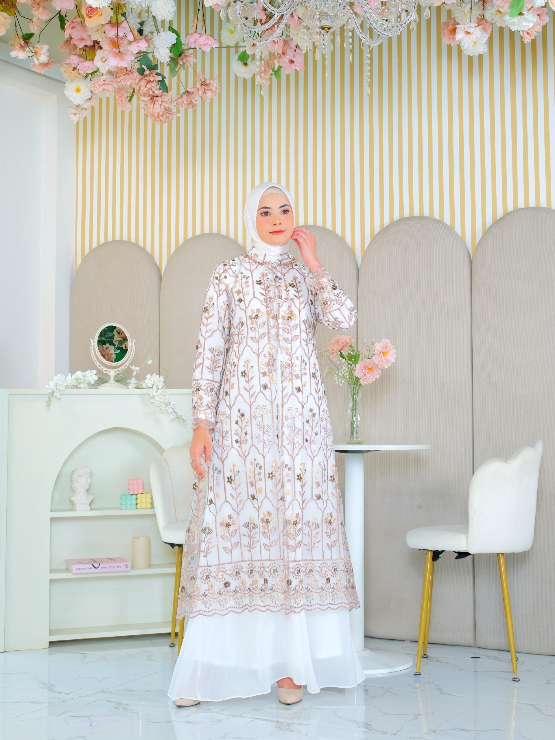 Mahalini Garden / Seragaman Pesta / Gamis Terbaru / Gamis Modern / Gamis Kondangan/Gamis Jumbo/Gamis Woven Yarn Dyed Fabric Muslim Transparent brokat