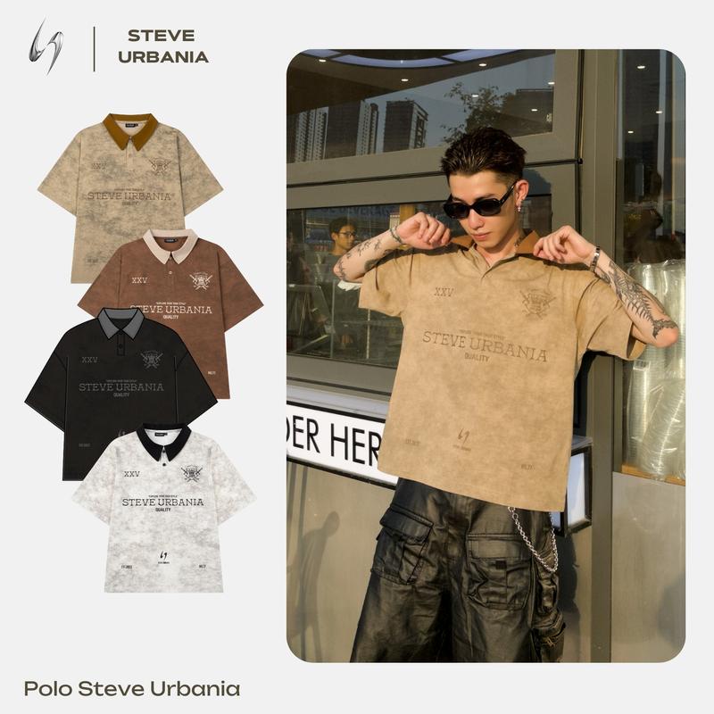 Áo Polo form boxy Nam Nữ Unisex, Vải Cotton Wash Loang Mềm Mại, Hình In Lụa Nghệ Thuật, Áo Polo Streetwear Cá Tính Phong Cách Hàn Quốc, Áo Polo Oversize - PL01