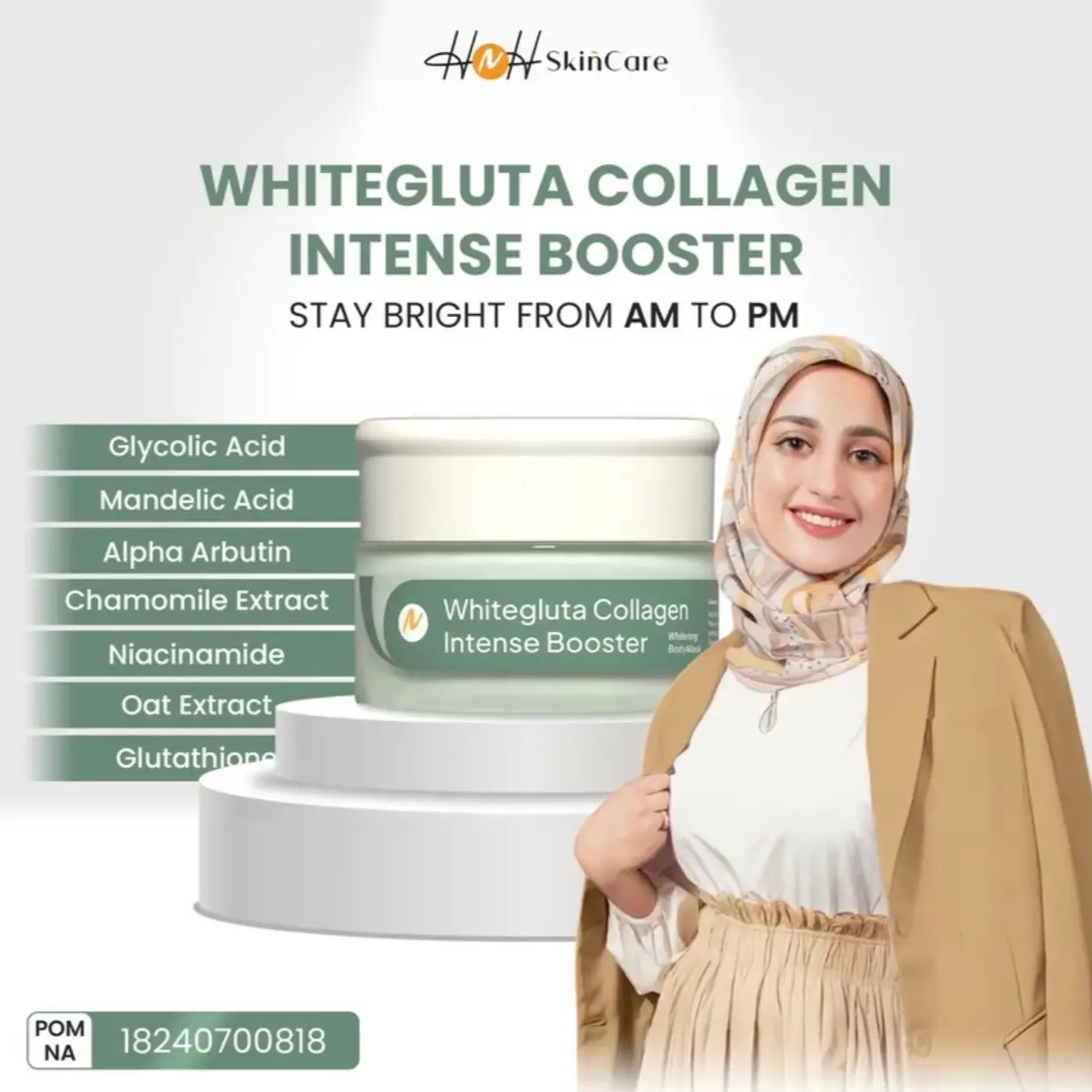 H&H Skincare By Dr.Kamila Jaidi (WHITEGLUTA COLLAGEN INTENSE BOOSTER)(120ml)Mencerahkan,Melembabkan,Menyamarkan Bekas Luka,Cegah Jerawat Tubuh (READY STOK)SIAP KIRIM Acid Glycolic Lightening Tranexamic Perawatan Arbutin Wajah Niacinamide Exfoliating