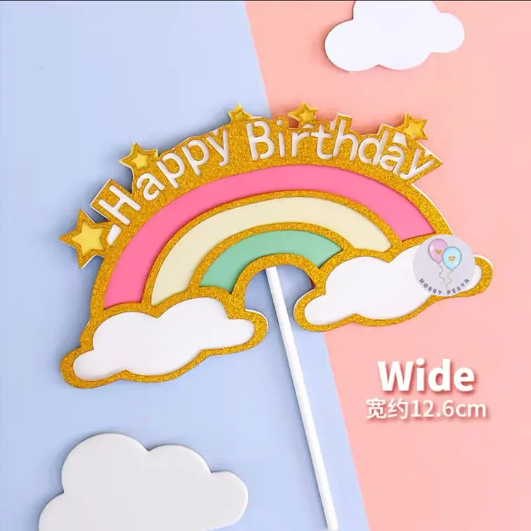 CAKE TOPPER HAPPY BIRTHDAY MOTIF RAINBOW STAR / TUSUKAN HIASAN KUE 4