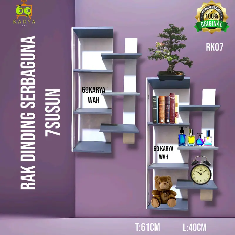 RAK  DINDING MINIMALIS  7 TINGKAT RAK SERBAGUNA MULTIFUNGSI Plastik Portable Ambalan Furniture Estetik MUDAH UNTUK PEMASANGAN  Mainan Anak PakuNYA 5