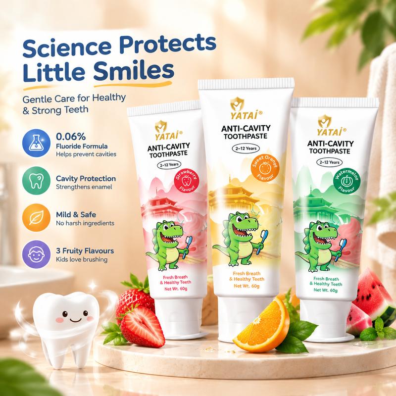 Ola flo Probiotic chống sâu bướm cho trẻ em kem đánh răng hương vị trái cây có chứa flo sản phẩm cố định răng không có flo