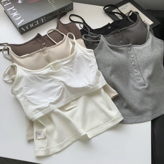Product Introduction of Tank Top Bra Wanita Busa Dalaman Kancing Korean Style 0