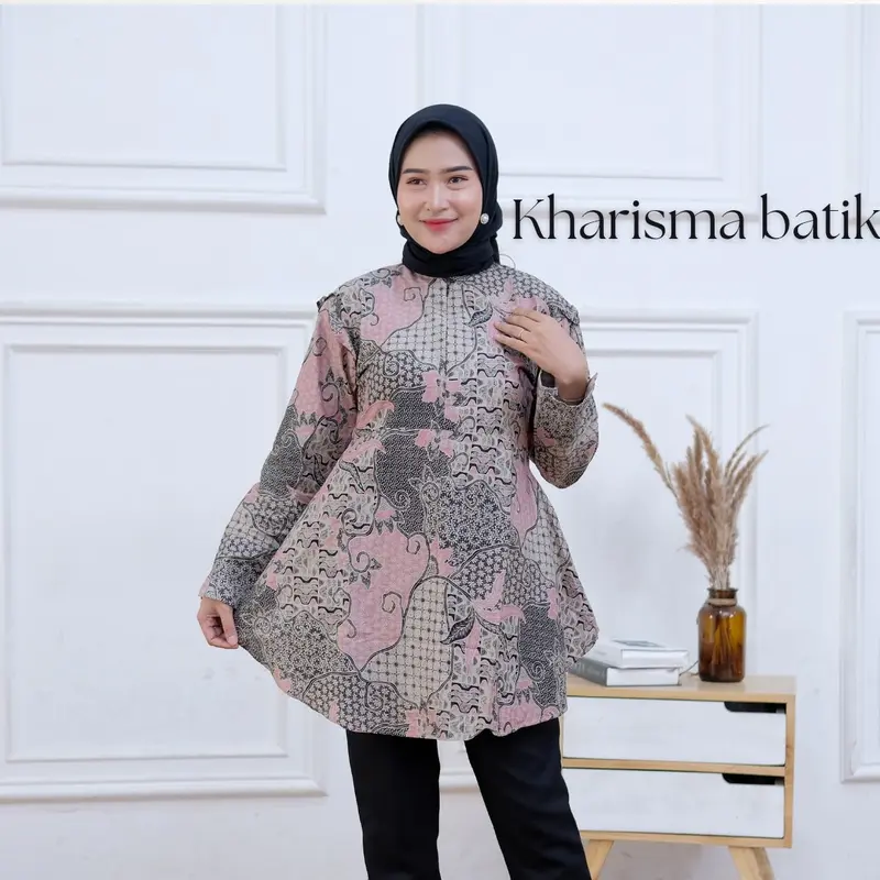 batik wanita perkantoran pink soft Katun 0