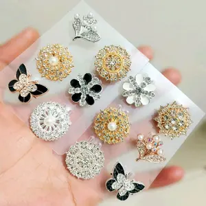 Paket Hemat isi 12 pcs,6pcs & 3 pcs Bros Mini / Paket Hemat Bros Dagu / Bros Mini /Bros kecil  Campur Motif Gold Clips