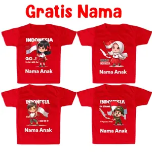 GRATIS SABLON NAMA PASANG SENDIRI-KAOS KEMERDEKAAN ANAK KAOS AGUSTUSAN ANAK KAOS HUT RI DIRGAHAYU INDONESIA