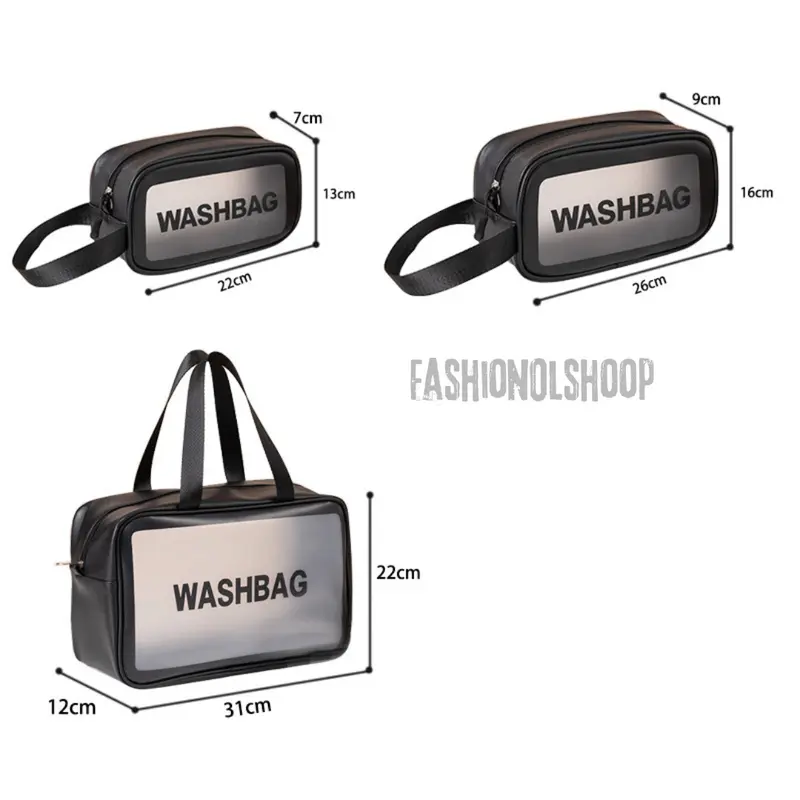 Tas Kosmetik Washbag Travel Pouch Make Up Organizer Transparan Waterproof Kecil Portable Wash Bag Murah Bagus Hitam Pink 2