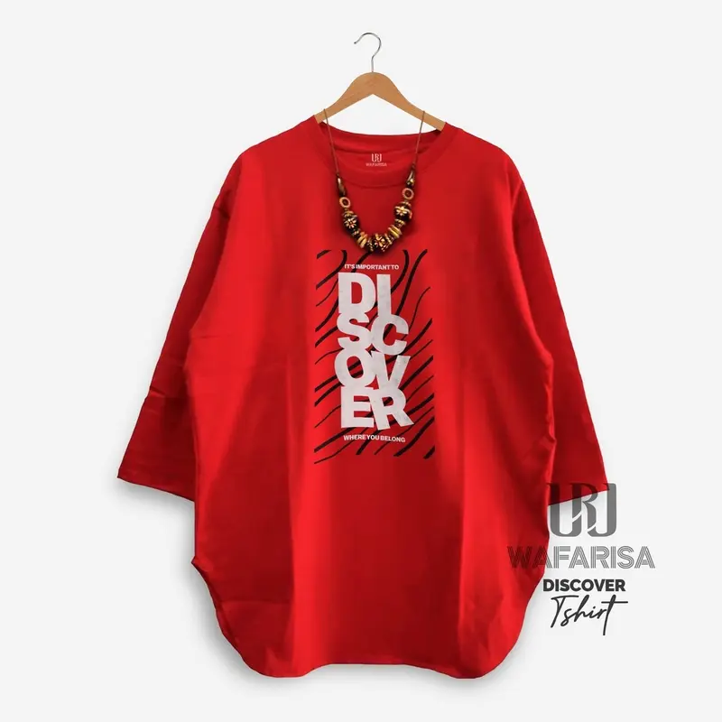 Kaos lengan pendek bahan cotton combed. Model bawah oval  Sablon Tebal Tshirt Wanita 3