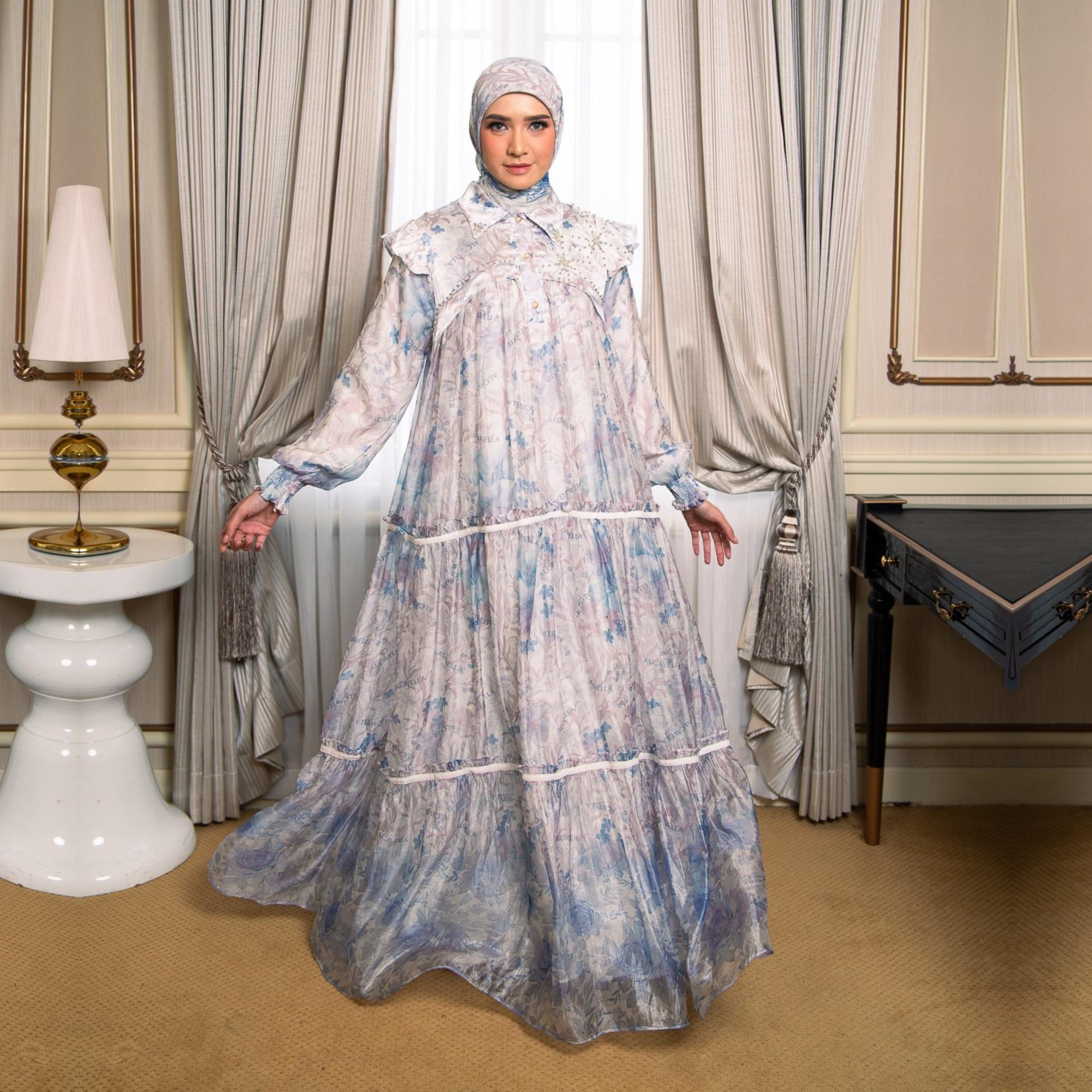 Alcavella - Zarelia Dress Set Hijab | Gamis  Wanita Muslim Elegan Mewah