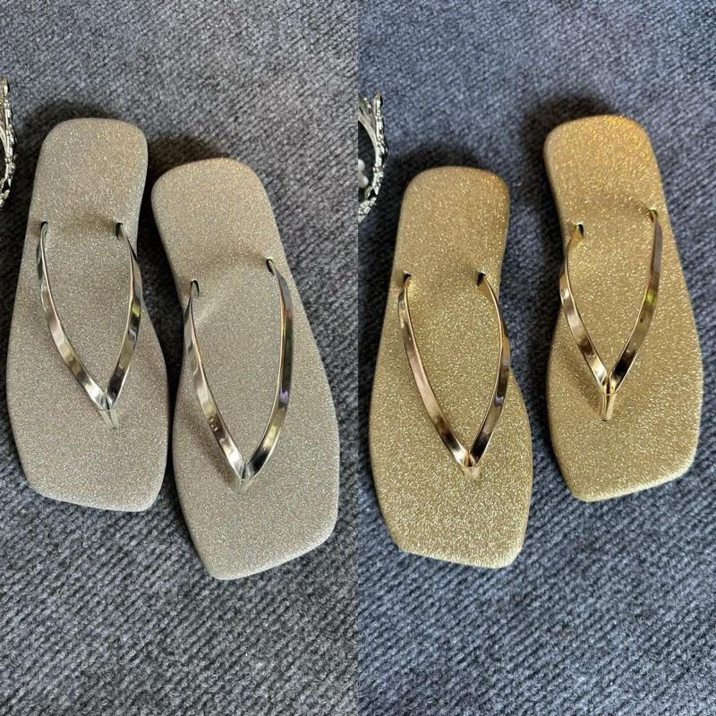 75k combo 2 đôi dép nữ bệt xỏ ngón bling bling kim tuyến sẵn kho giá rẽ dép lê nữ hottrend mũi vuông